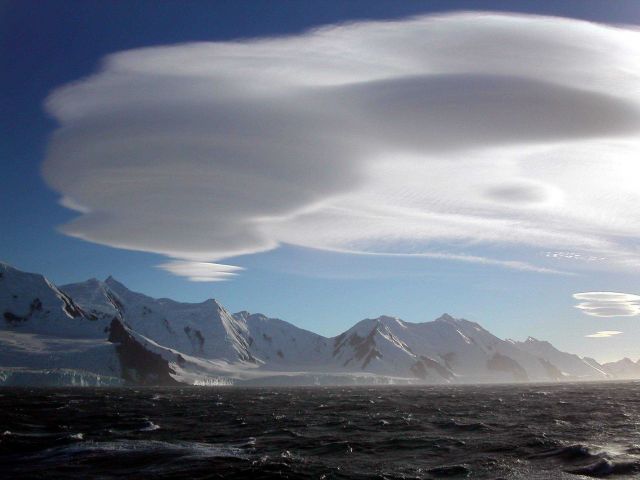 Lenticular clouds over Livingston Island, South Shetland Islands. Picture