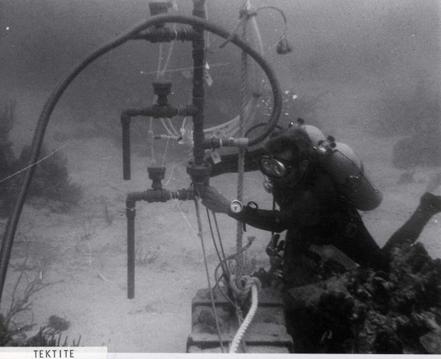 Tektite aquanaut working on experimental equipment Picture