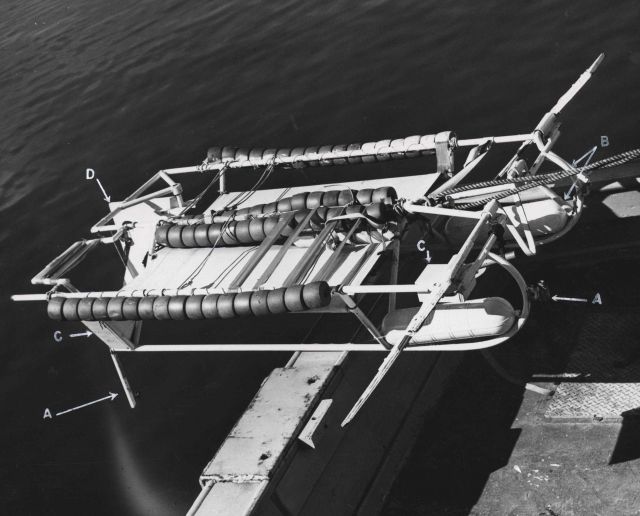 Camera sled balanced on the stern rail of the BCF vessel GEORGE M Picture