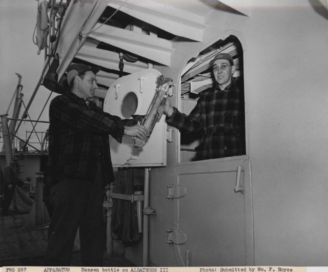 Preparing to take a Nansen Bottle cast on the ALBATROSS III Picture