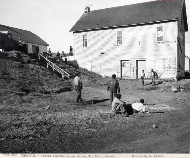 Aleut natives playing horse shoes Picture