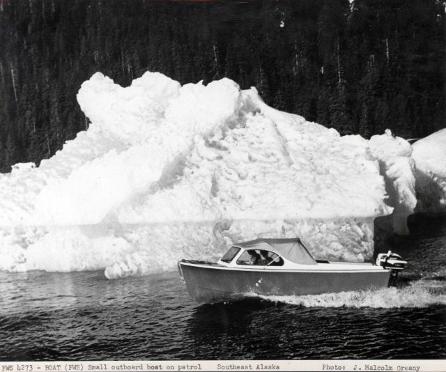 A small outboard FWS boat on patrol in SE Alaska Picture