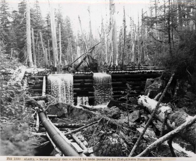 A water supply dam that could be made passable to fish somewhere in southeast Alaska. Picture
