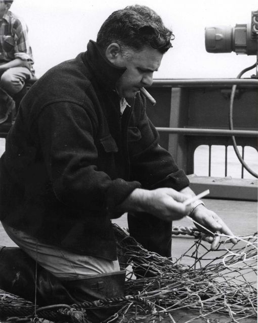 Mending nets on the ALBATROSS IV Picture