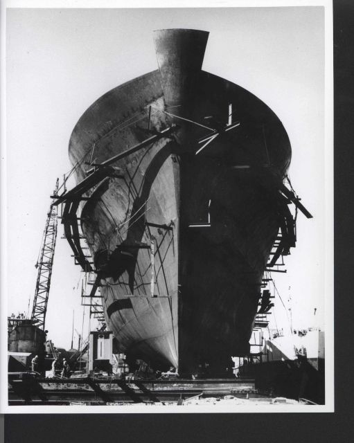 BCF ship ALBATROSS IV under construction, bow view, at Southern Shipbuilding Corporation yards Picture