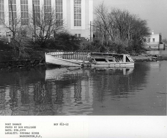 Derelict boat left to rot along the banks of the Potomac River. Picture