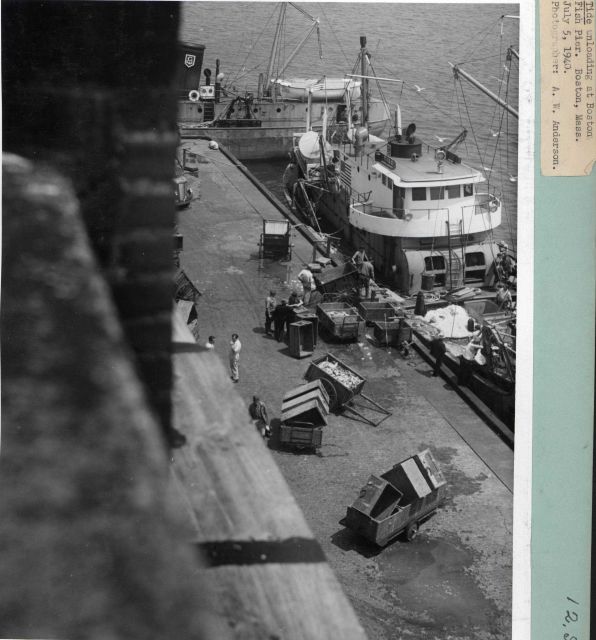 The F/V TIDE unloading at the Boston Fish Pier. Picture