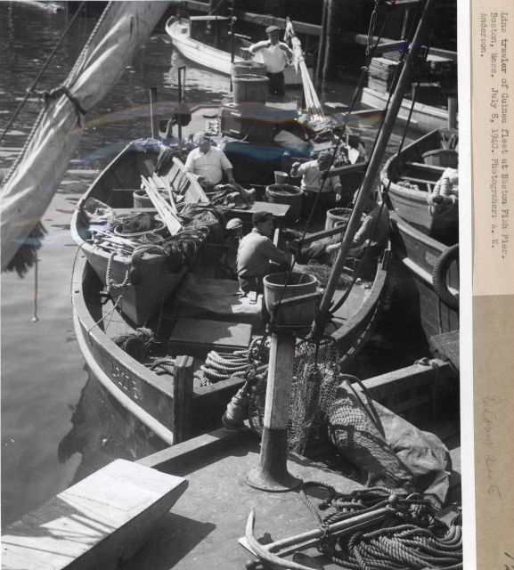 Line trawler of Guinea fleet at Boston Fish Pier. Picture