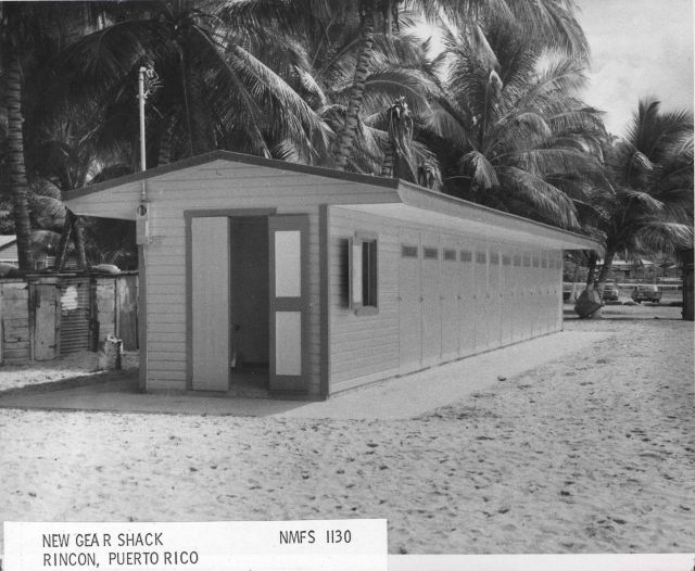 New gear shack used by artisanal fishing community at Rincon, Puerto Rico. Picture
