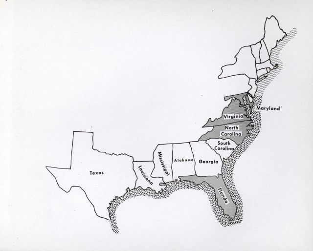 The range of the blue crab includes the entire Atlantic and Gulf coasts of the United States Picture