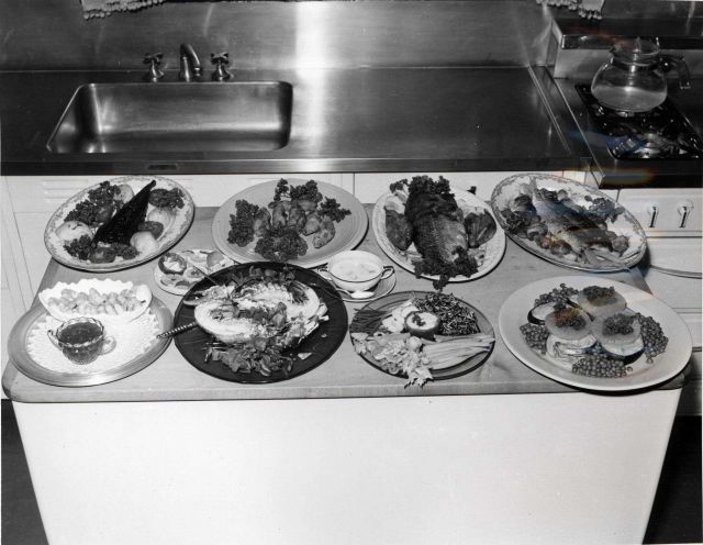 Fish platters encompassing many species of fish and shellfish designed by Miss Irene Hickey, Home Economics Director, Michigan Consolidated Natural Ga Picture
