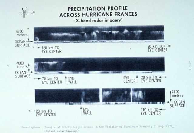 Precipitation intensity display of Hurricane Frances derived from tail doppler radar. Picture