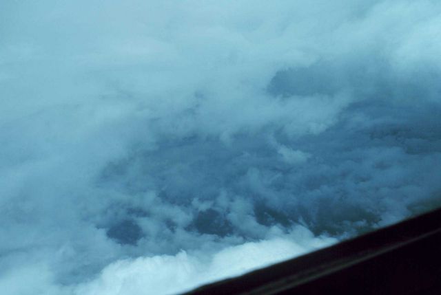 In the eye of Hurricane Belle. Picture