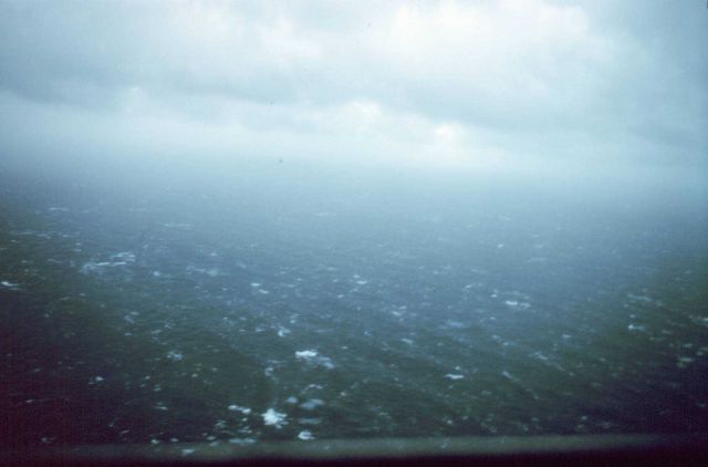 Winds at 50-60 knots as aircraft approaches storm center of Hurricane Eloise. Picture