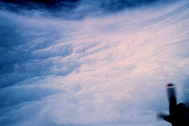 Viewing eye wall of a hurricane. Picture