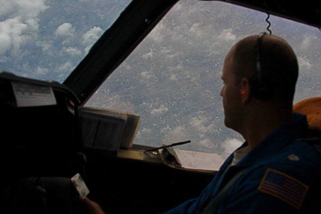 Pilot's eye view of sea surface during Hurricane Ike. Picture