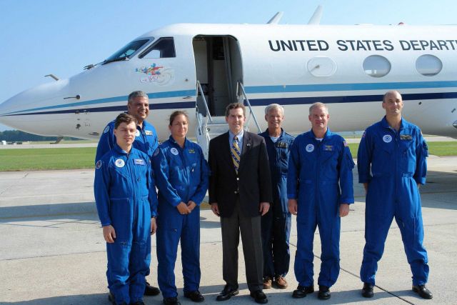 NOAA flight crew of Gulf Stream IV jet N49RF. Picture