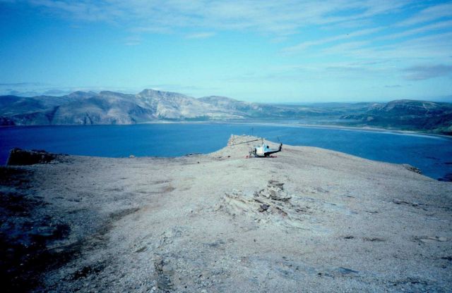 Near eastern end of Lake Iliamna conducting seismic monitoring studies. Picture