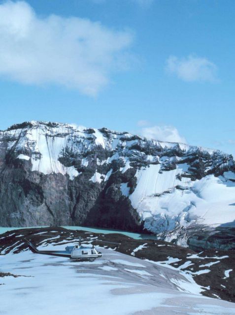 At Katmai Crater conducting seismic monitoring studies. Picture