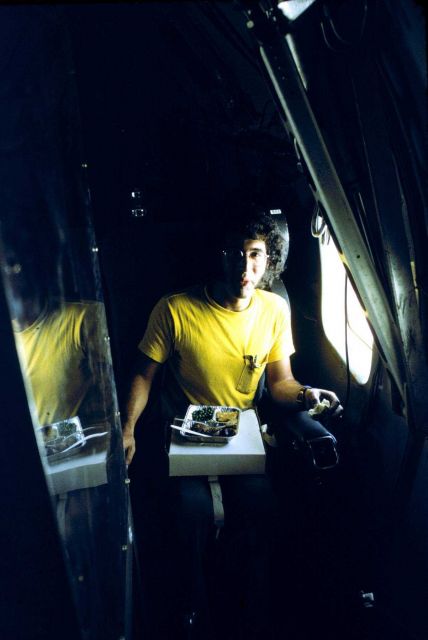 Howie at lunch, even hurricane hunters have to eat Picture
