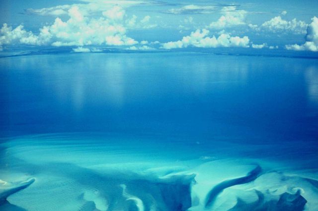 A view of submarine topography on the Bahamas Banks. Picture