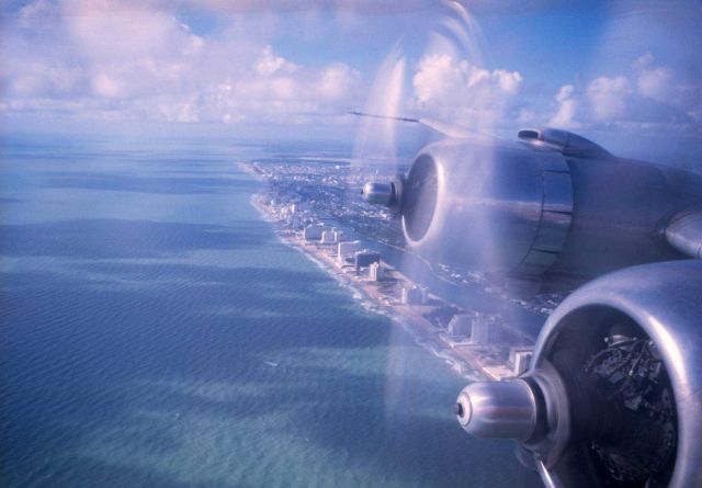 Heading east over the Miami area shoreline. Picture
