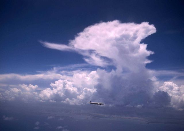 Cumulonimbus observed during return of calibration flight from Puerto Rico to Miami. Picture