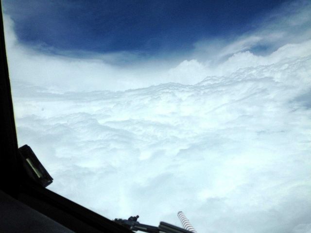 Flying in the eye of Hurricane Edouard. Picture