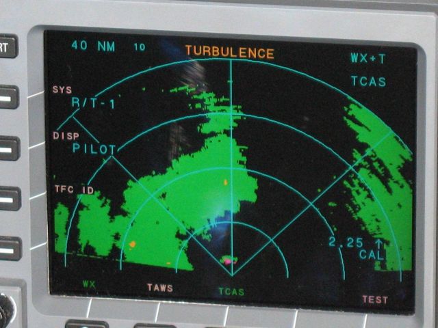 Turbulence warning as NOAA P-3 flies into heavy weather. Picture