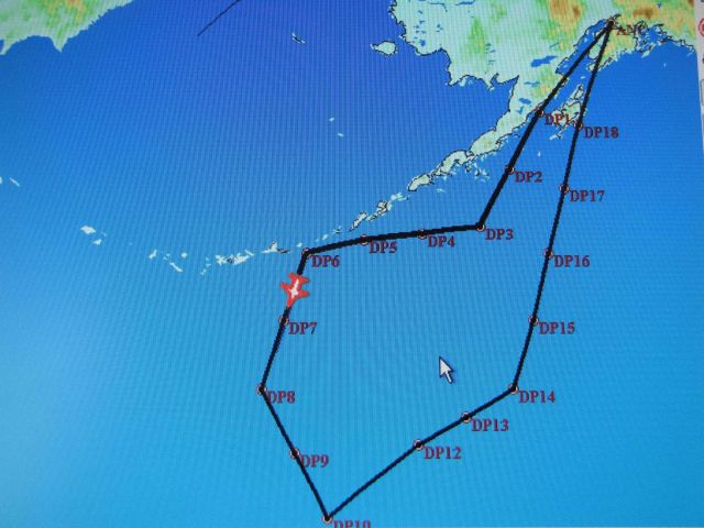 Track of NOAA Gulfstream IV at Dropsonde site 7 during Winter Storms Reconnaissance mission over the North Pacific Ocean. Picture