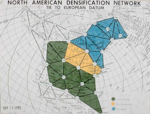 Map showing phase 1 densification network used to improve North American control network. Picture