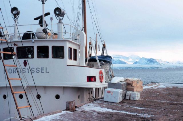 Transportation to Svalbard for the satellite triangulation gear. Picture