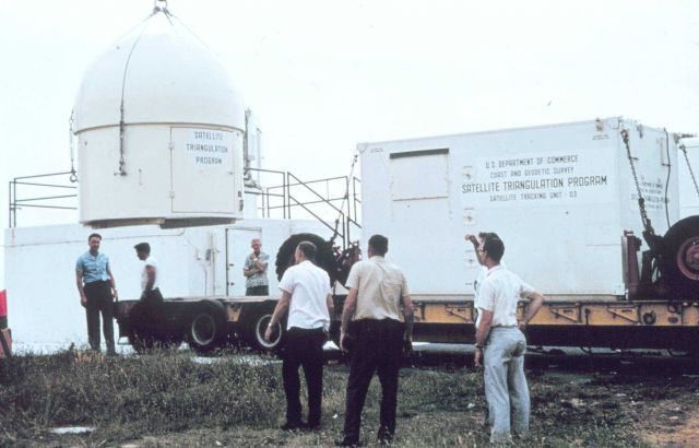 Setting up satellite triangulation observatory at the Aberdeen site. Picture