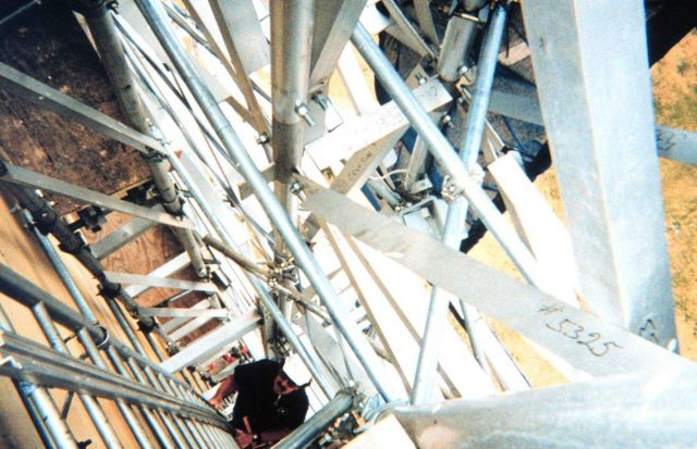 Looking down a 60-foot ladder from the top of the Washington Monument Picture