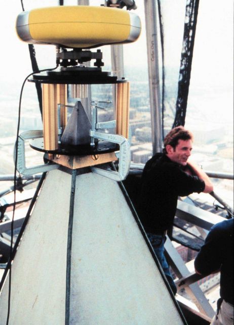 A Javad positioning system antenna atop the Washington Monument Picture