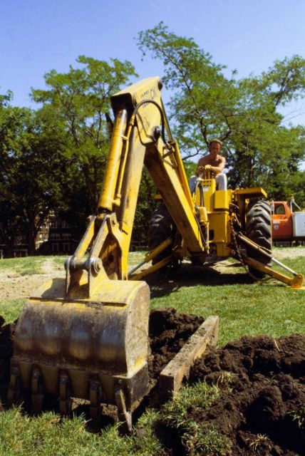 Donny McFarland digging tower anchor hole. Picture