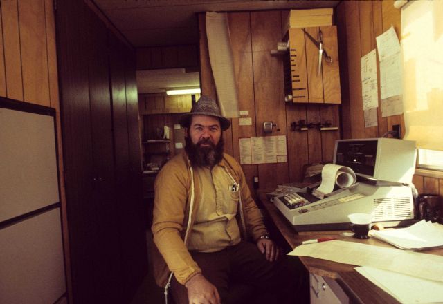 Computer Dean Wegner working up triangulation observations on a Texas Instruments terminal Picture