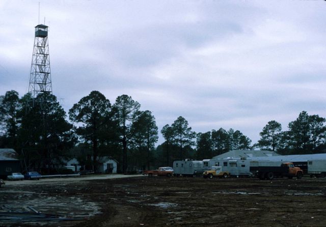 Party G-19 office trailers and headquarters. Picture