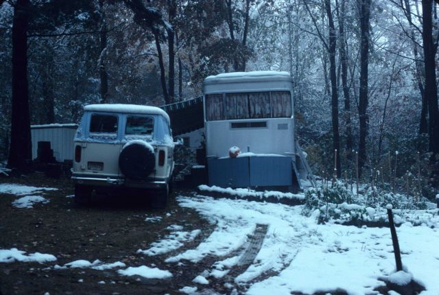 Chief of party's van and Spartan trailer in Stafford Springs, Connecticut. Picture