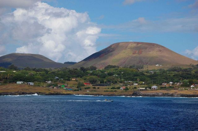 Rapa Nui (Easter Island) as seen from offshore. Picture