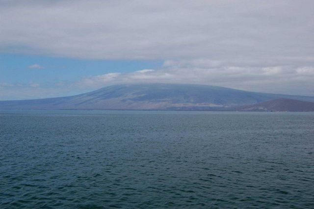 Isabela Island, a shield volcano, seen in the distance. Picture