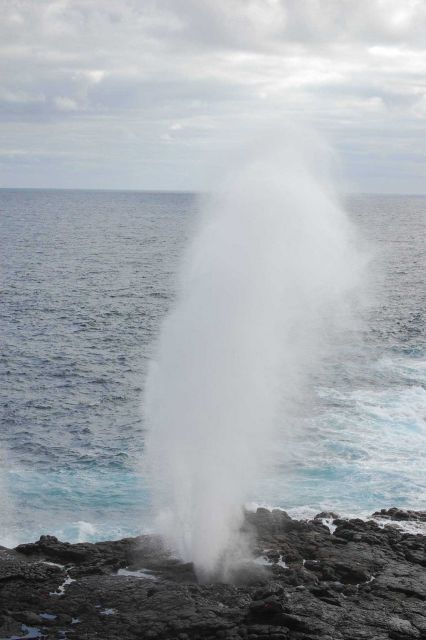 The Punta Suarez blowhole as seen looking to the sea from Espagnola Island. Picture