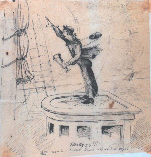 Cartoon depicting officer of the deck on the Coast and Geodetic Survey Steamer BLAKE Picture