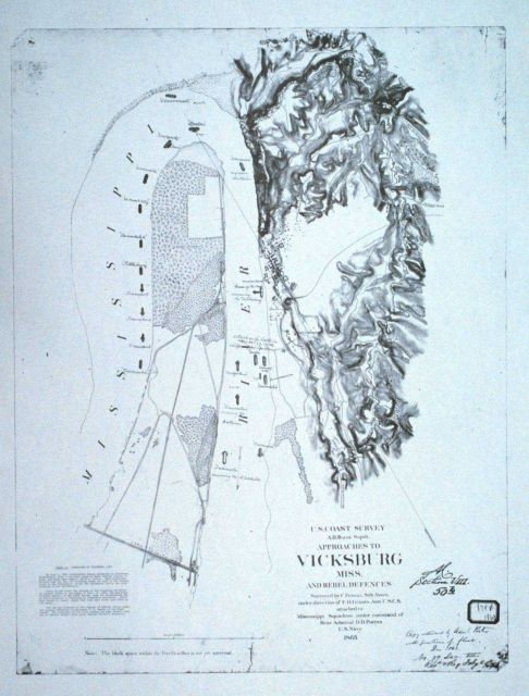 Map of the approaches to Vicksburg, Mississippi, constructed by Coast Survey Sub - Assistant Clarence Fendall for Rear Admiral David Dixon Porter Picture