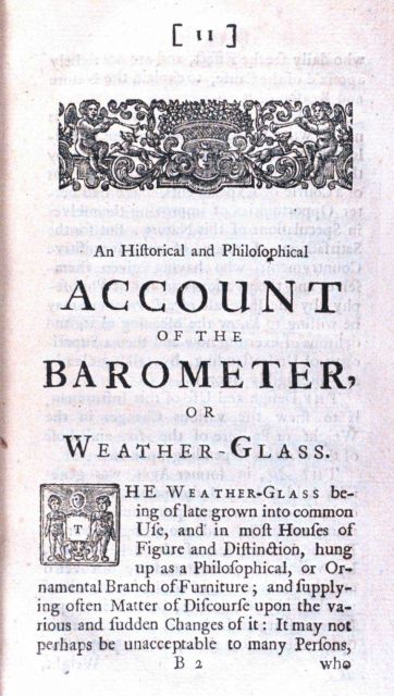 Page 11, beginning of Chapter 1 of: An historical and philosophical account of the barometer, or weather-glass... Picture