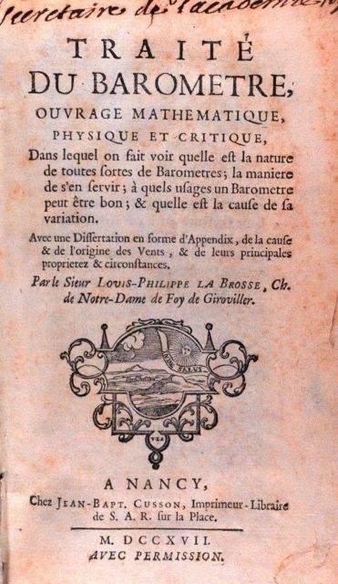 Title page to: Traite du barometre, ouvrage mathematique... Picture