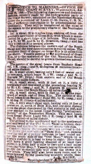 An early example of Coast Survey Notice to Mariners Picture