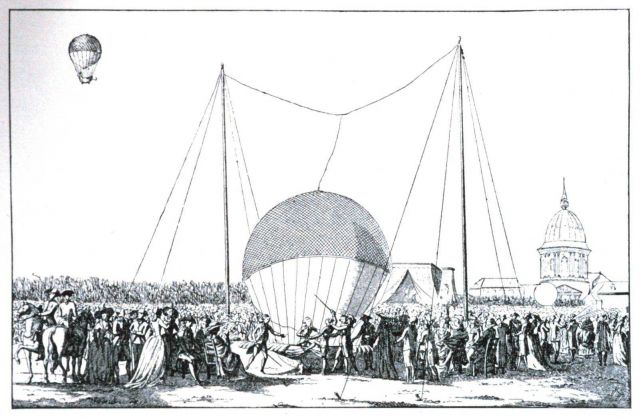 The first manned balloon ascent on October 15, 1783, to a height of 25 meters Picture