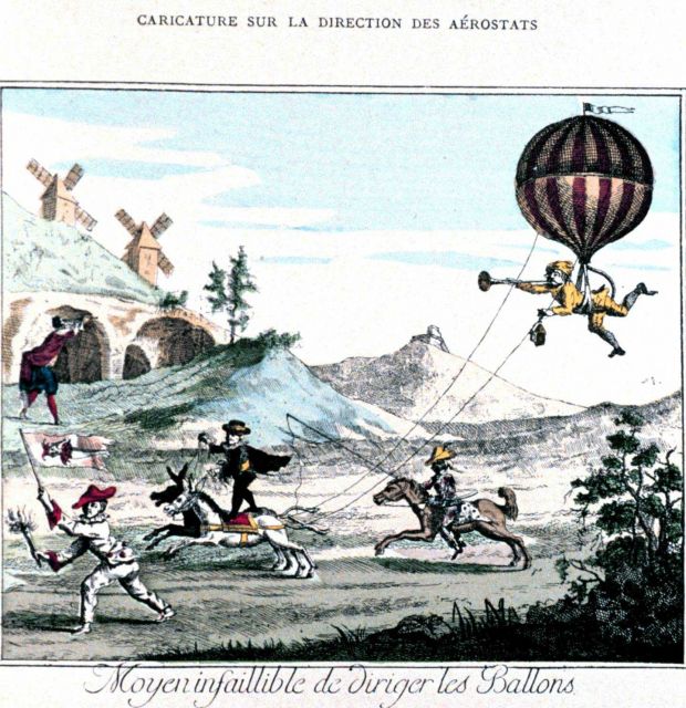 The parasailing concept is born - a cartoon of a circus troop using a balloon Picture