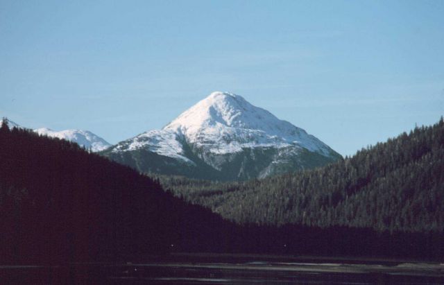 Telephoto view to the west from The Portage at the headwaters of Tenakee Inlet. Picture